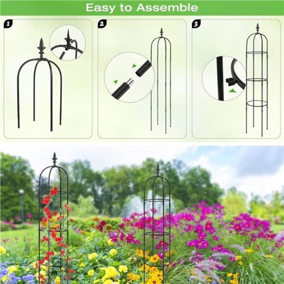 2 Pack Garden Trellis for Climbing Plants Outdoor, Rustproof Plastic Coated - Picture 5 of 7